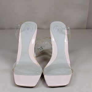 Missguided Light Pink Clear Chunky Casual Summer Preppy Cute Slip On Heels Shoes
